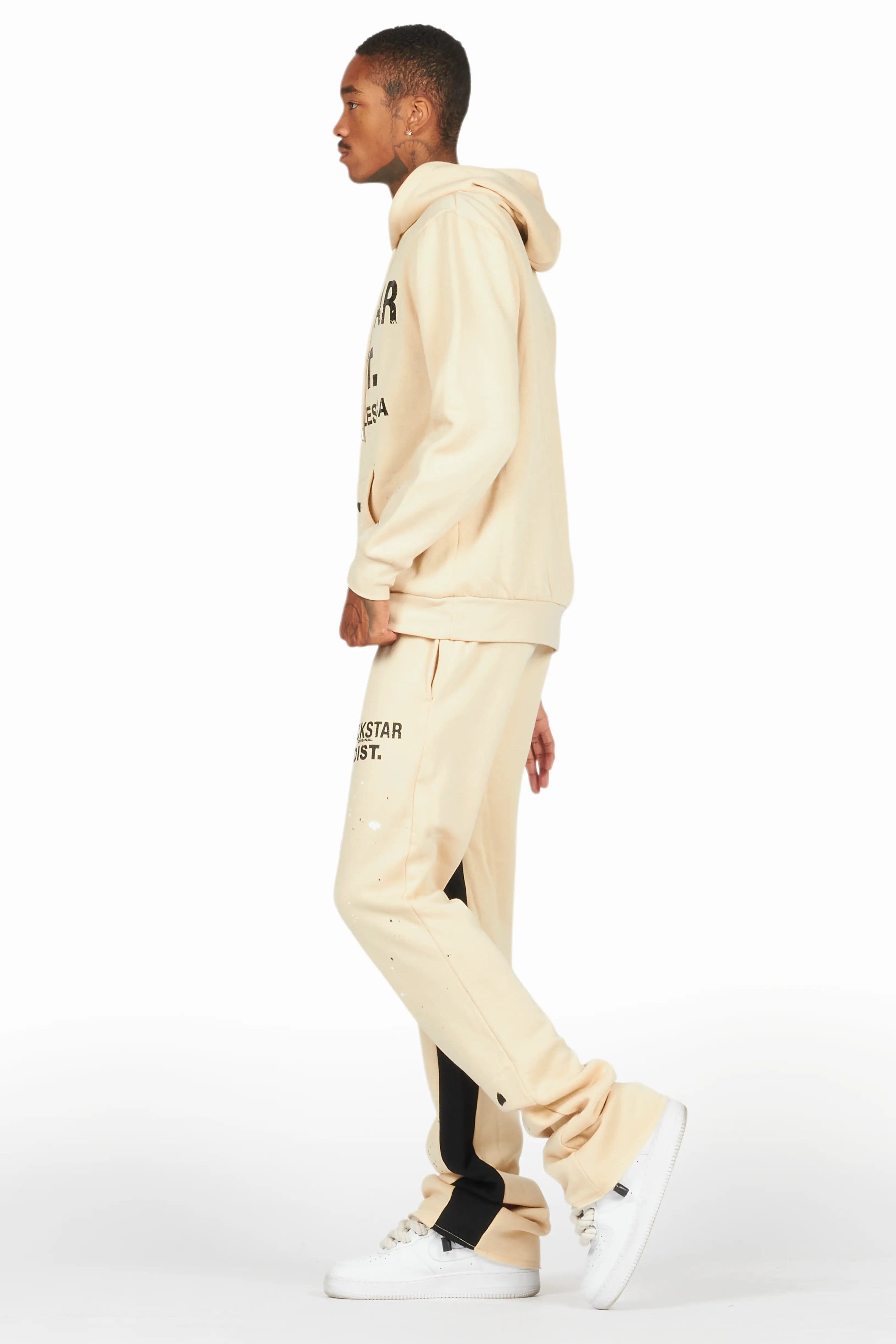 Scottie Beige Hoodie Relaxed Stacked Track Set