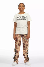 Boys Deniska White/Camo T-Shirt Baggy Stacked Flare Set