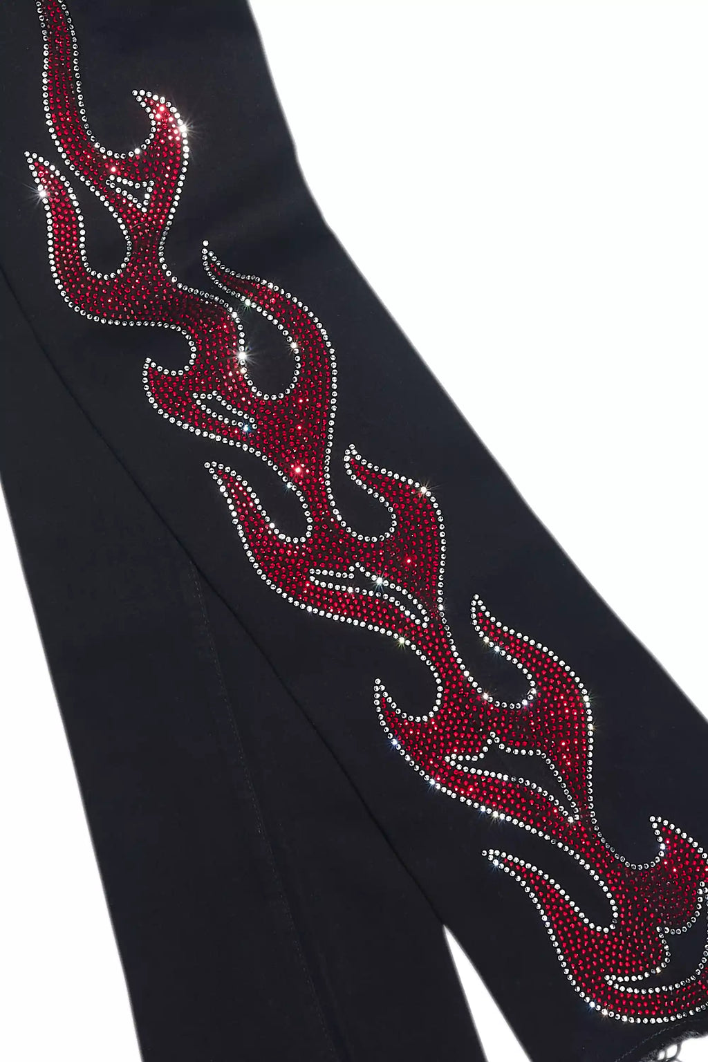 Sword Jet Black Rhinestone Stacked Flare Jean