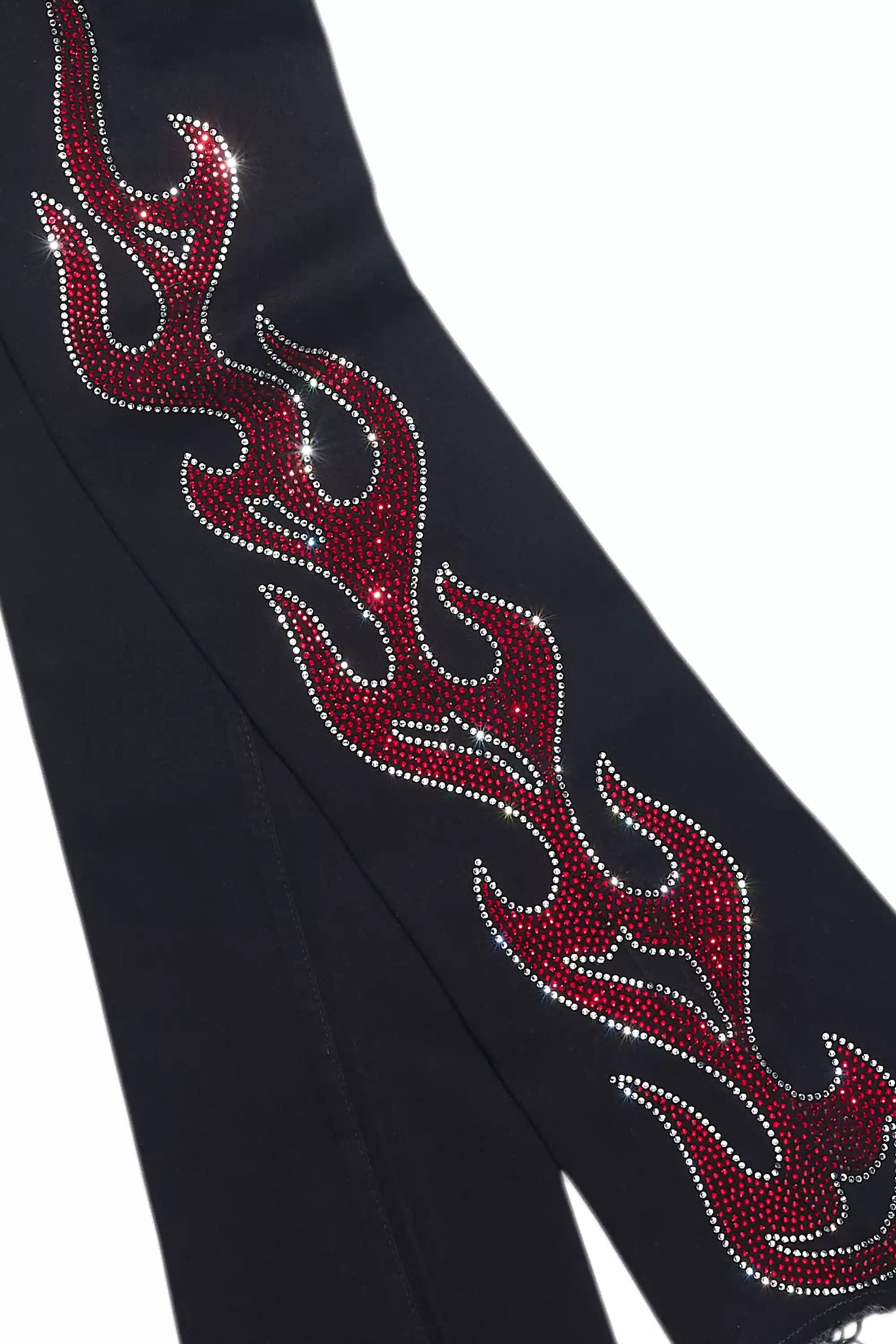 Sword Jet Black Rhinestone Stacked Flare Jean