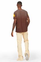 Alpine Beige Baggy Snap Button Pant