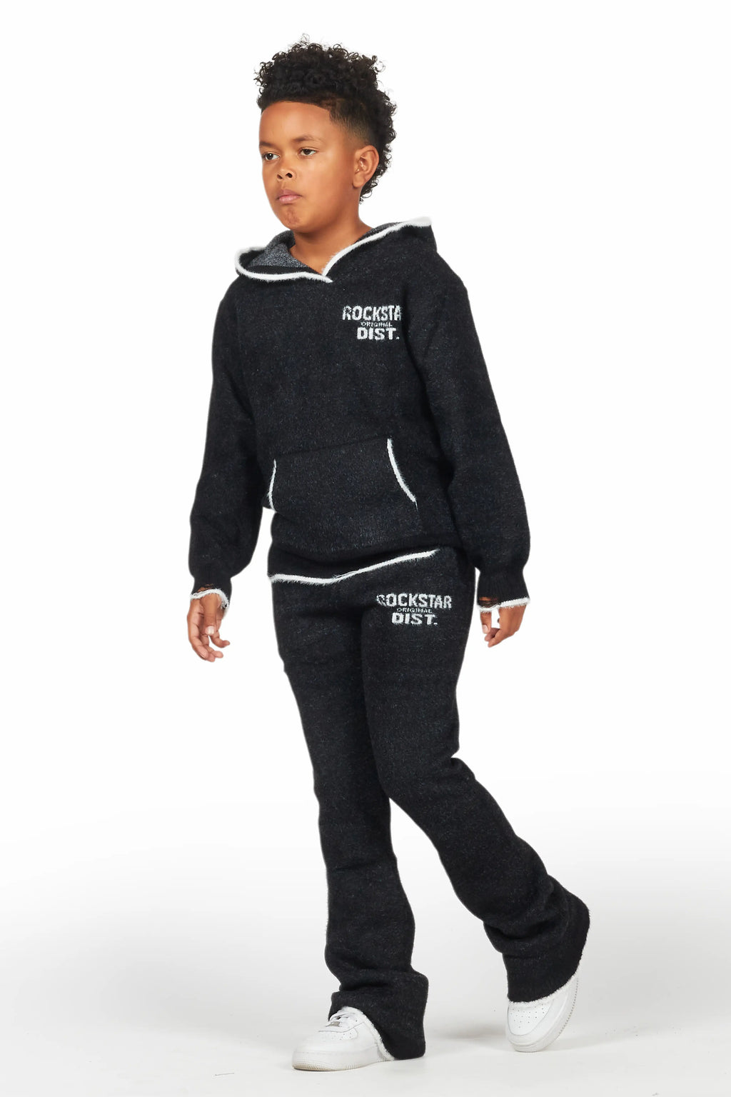Boys Lake Mohair Black Knit Track set