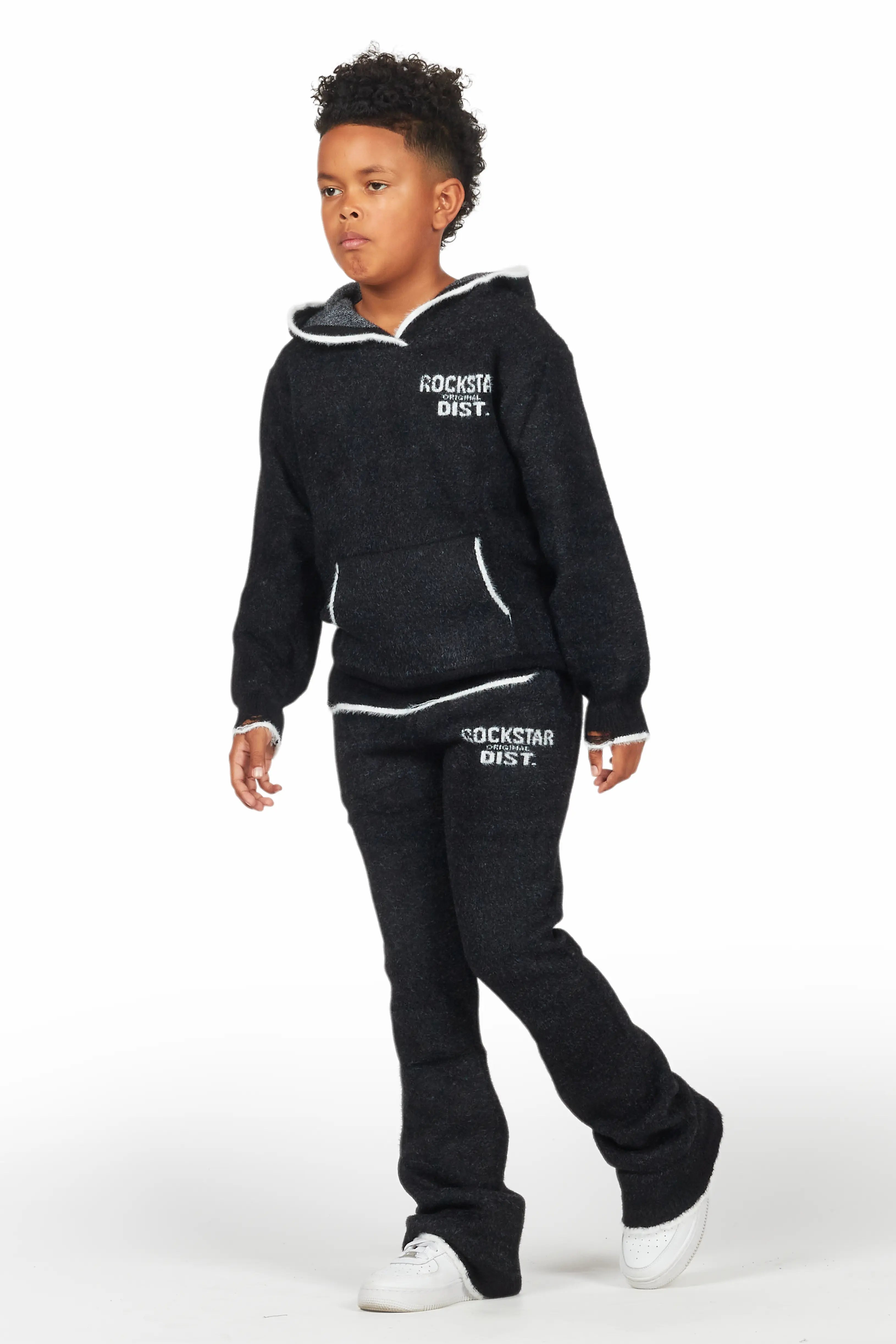 Boys Lake Mohair Black Knit Track set