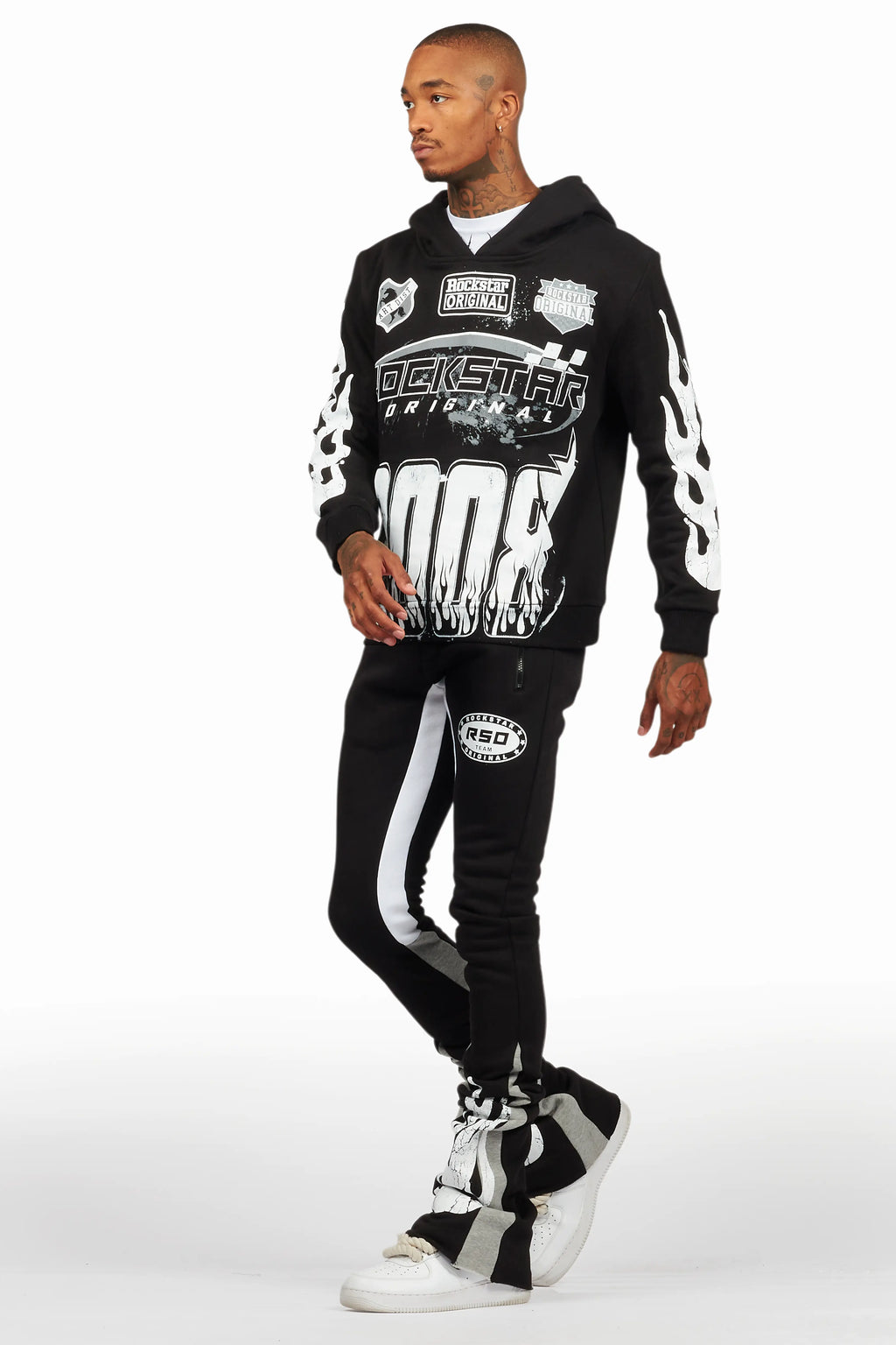 Amos Black Hoodie/Super Stacked Hoodie Track Set