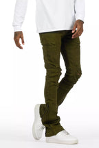 Jaymes Olive Stacked Flare Jean