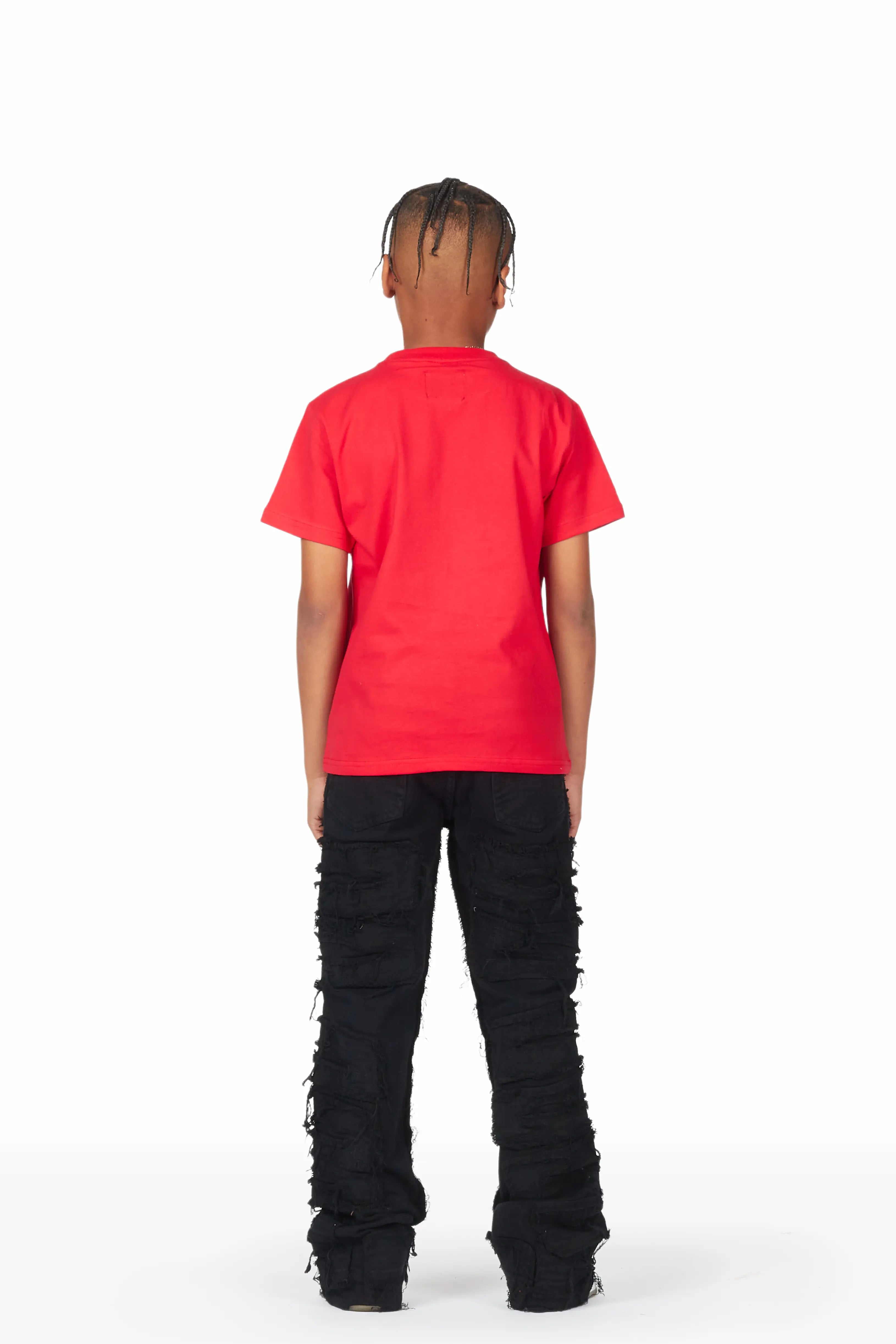 Boys Wayland Black Stacked Flare Jean