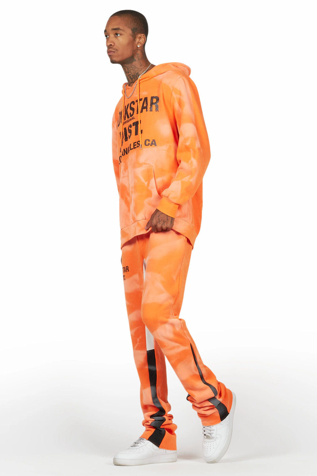 Nelly Orange Hoodie Stacked Flare Track Set