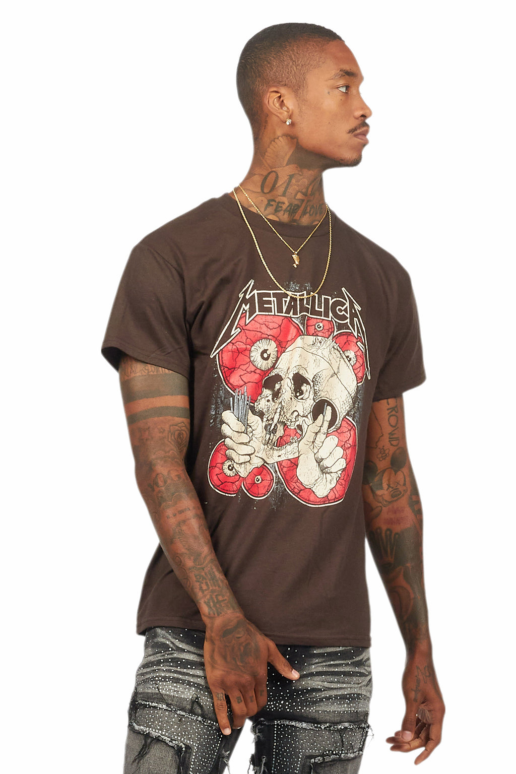 Metallica Skulls Brown/Red Graphic T-Shirt