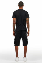 Amos Black T-Shirt/Denim Short Set