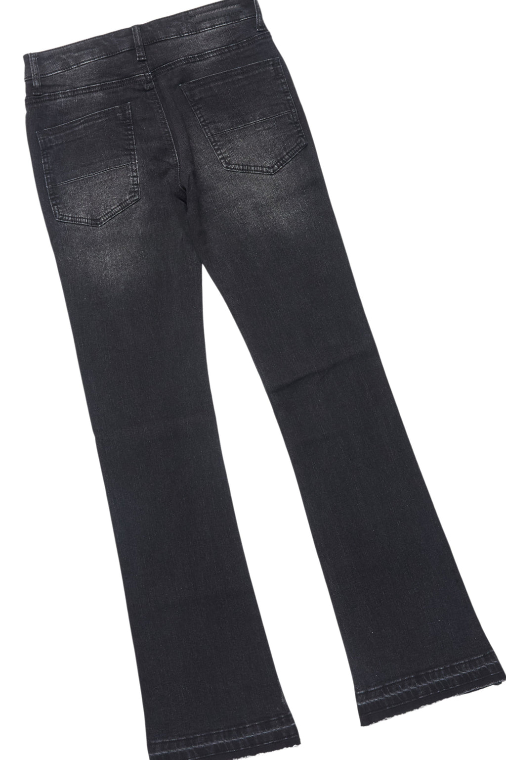 Boys Lake Black/Beige T-Shirt/Dag Dark Grey Stacked Flare Jean Set