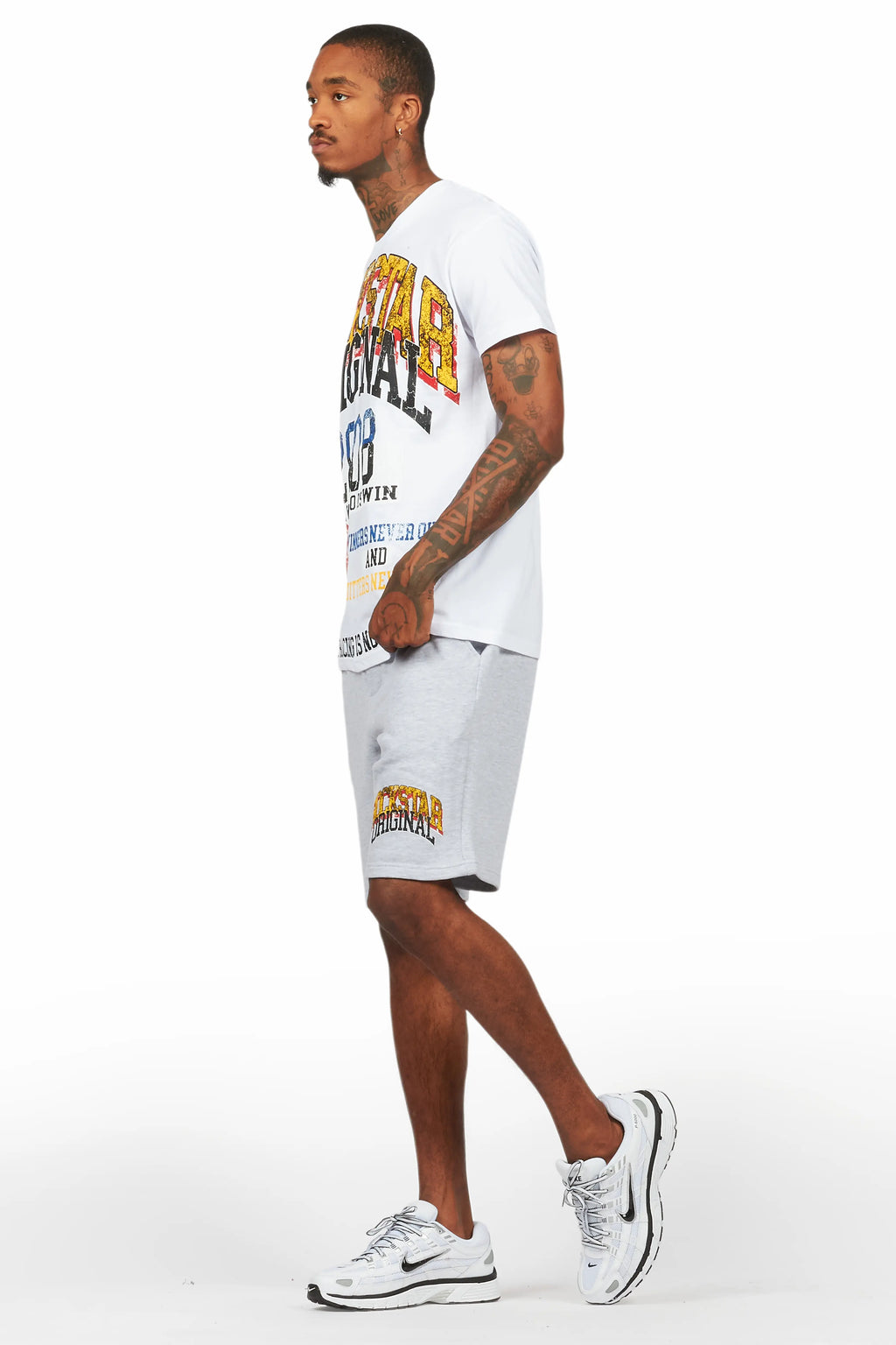 Colorful Race White/Grey T-Shirt Short Set