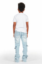 Boys Members White/Blue T-Shirt/Stacked Flare Jean Set