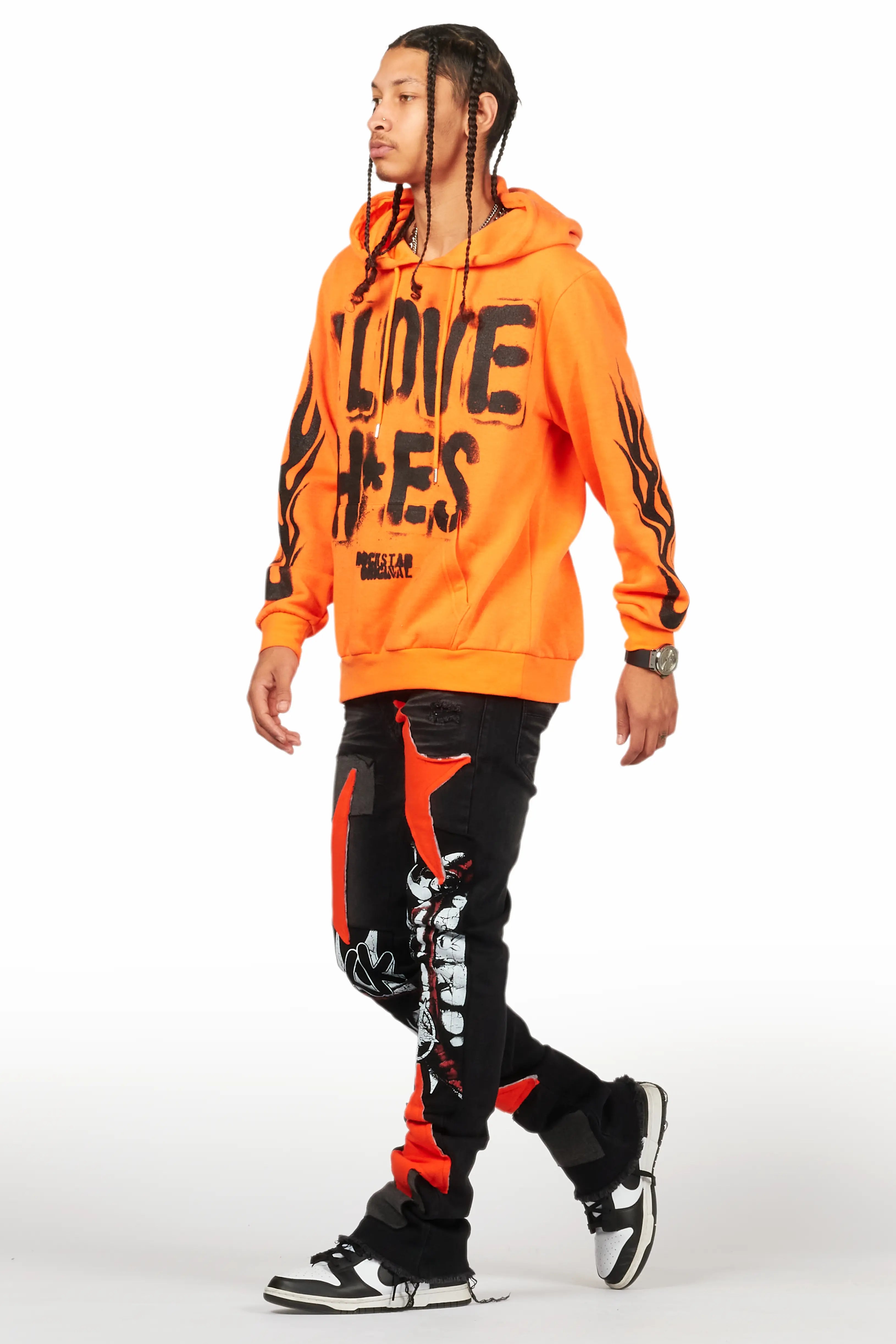 Vadim Black Patchwork Stacked Flare Jean