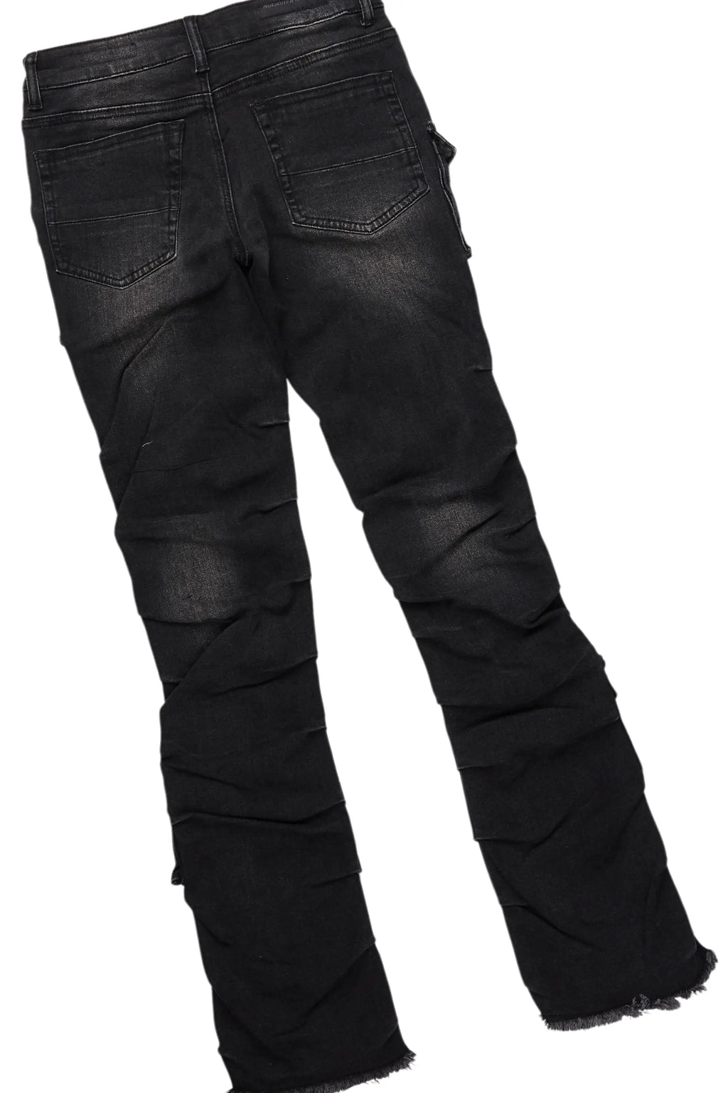 Boys Amos Jet Black Hoodie/Stacked Flare Jean Set