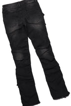 Boys Amos Jet Black Hoodie/Stacked Flare Jean Set