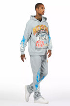 Colorful Race Heather Grey Hoodie/Baggy Track Pant Set