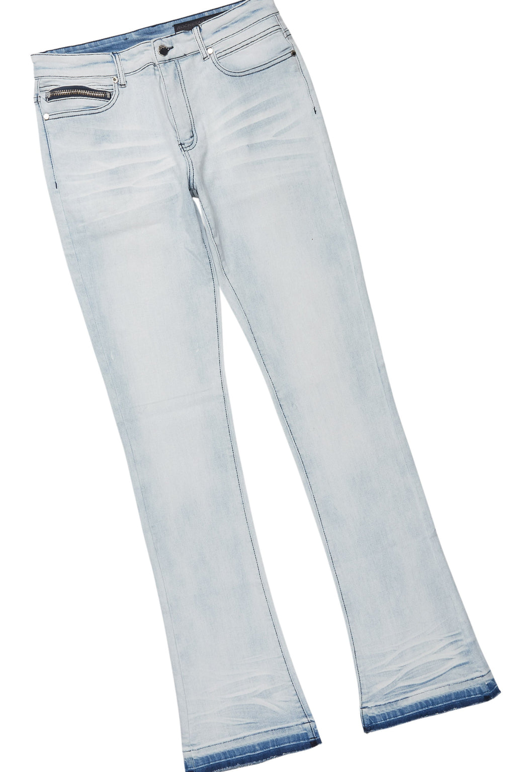 Drako White/Blue Oversized Graphic T-Shirt/Dag Stacked Flare Jean Set