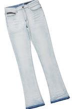 Drako White/Blue Oversized Graphic T-Shirt/Dag Stacked Flare Jean Set