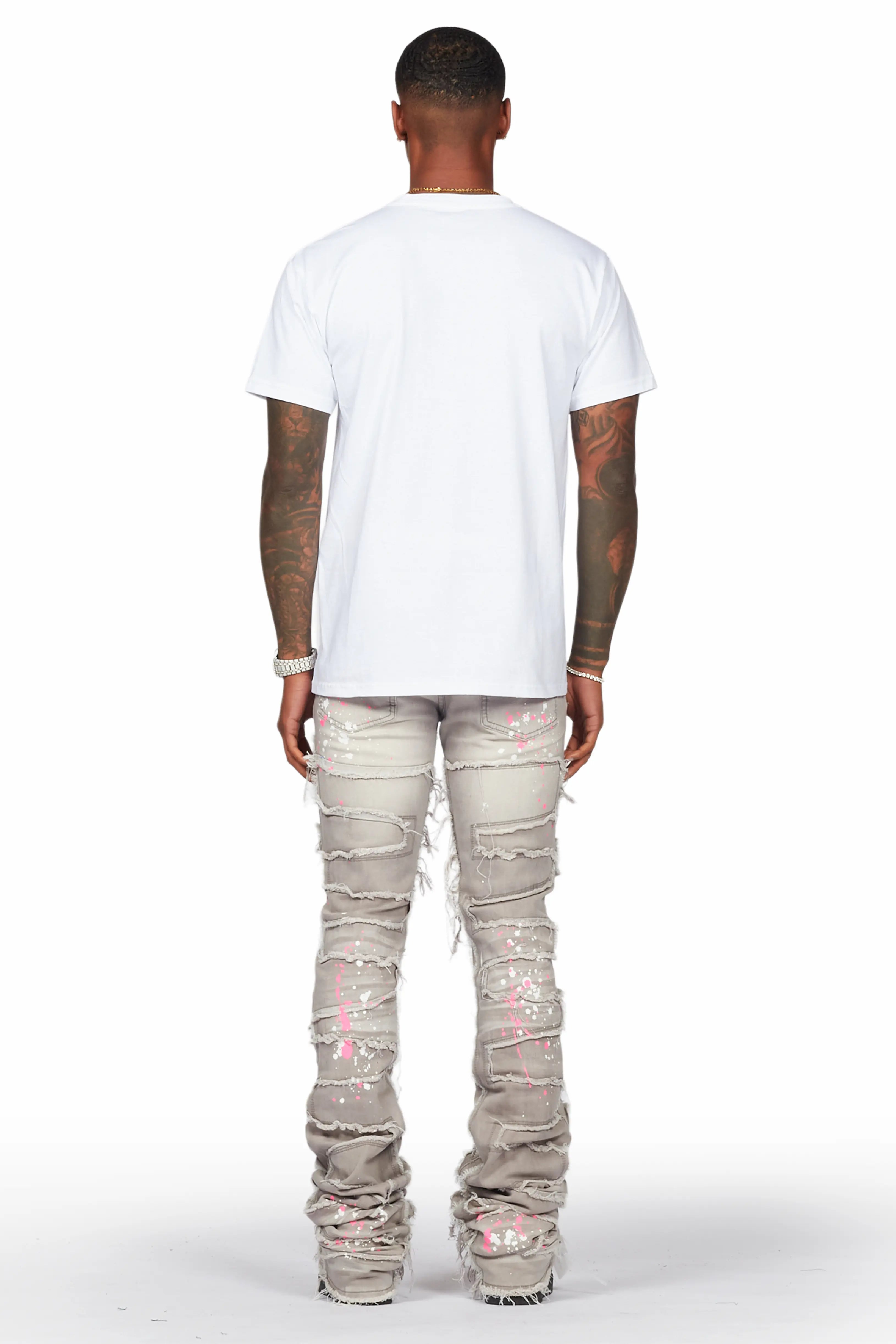 Macon Grey Painter Super Stacked Flare Jean