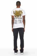 Joncarlo Black Stacked Flare Track Pant