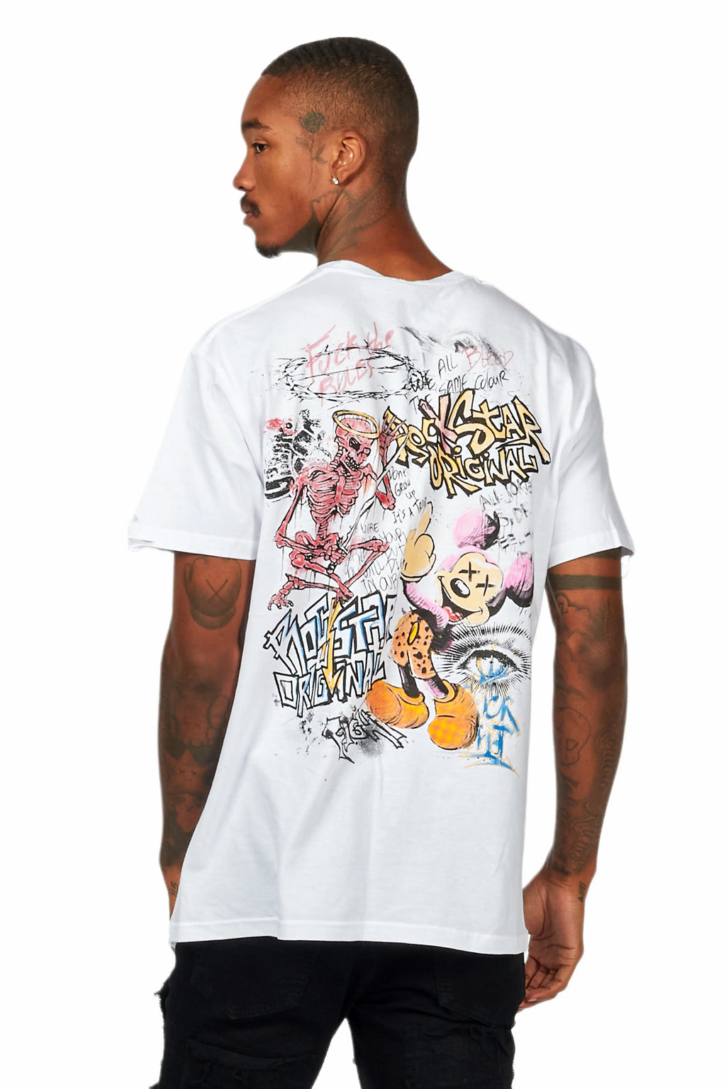 Yooz White Graphic Oversized T-Shirt