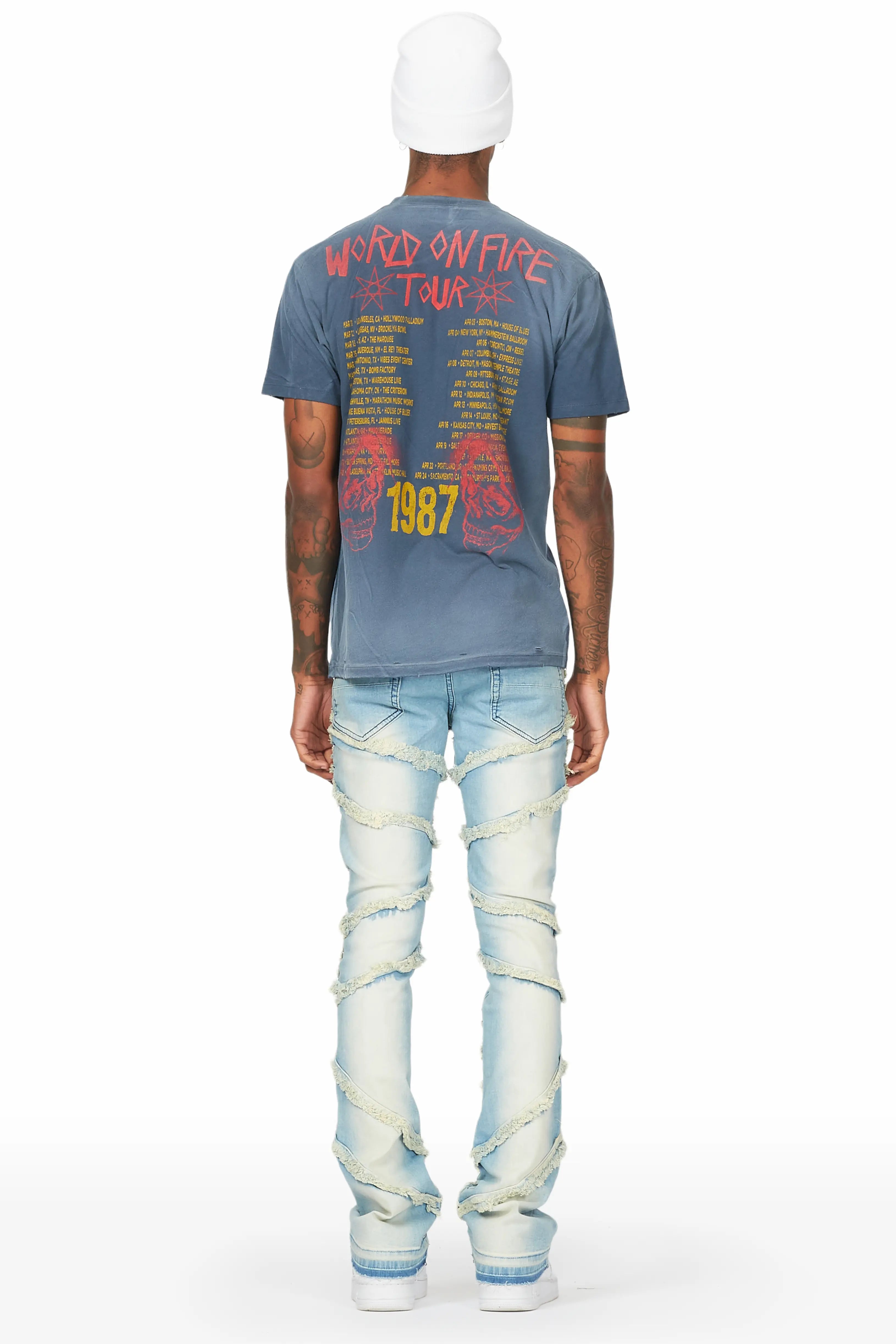 Norbert Blue Stacked Flare Jean