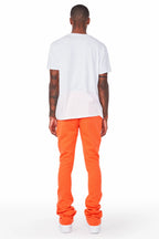 Everest Orange Stacked Flare Track Pant