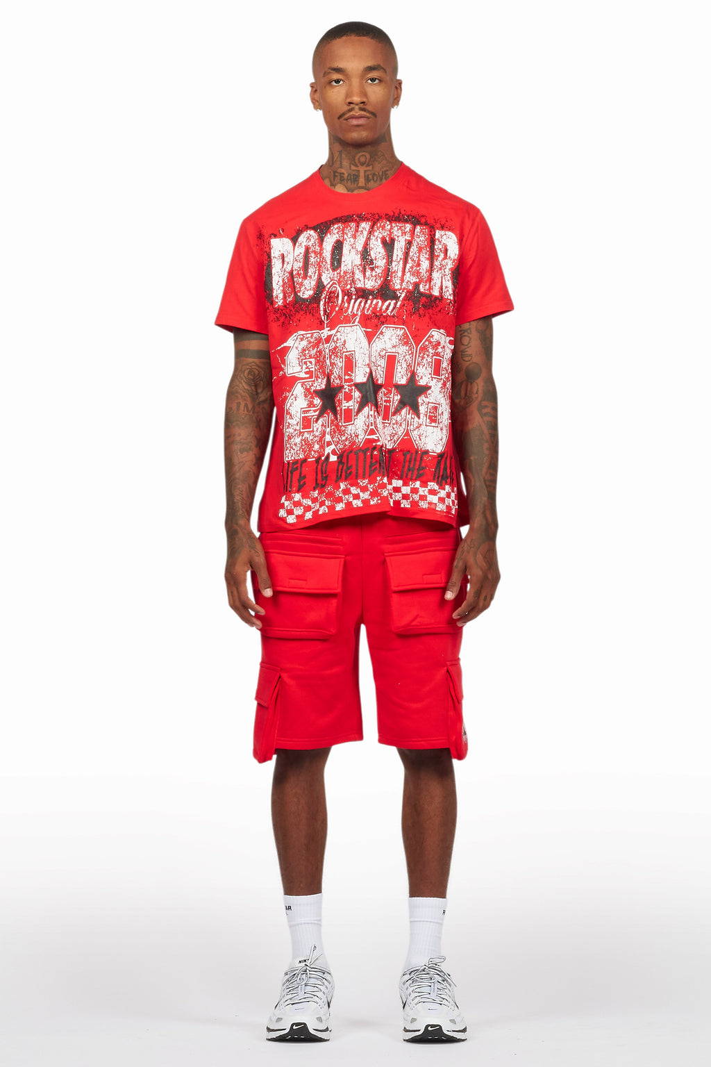 Racing Grung Red/Black T-Shirt Cargo Shorts Set