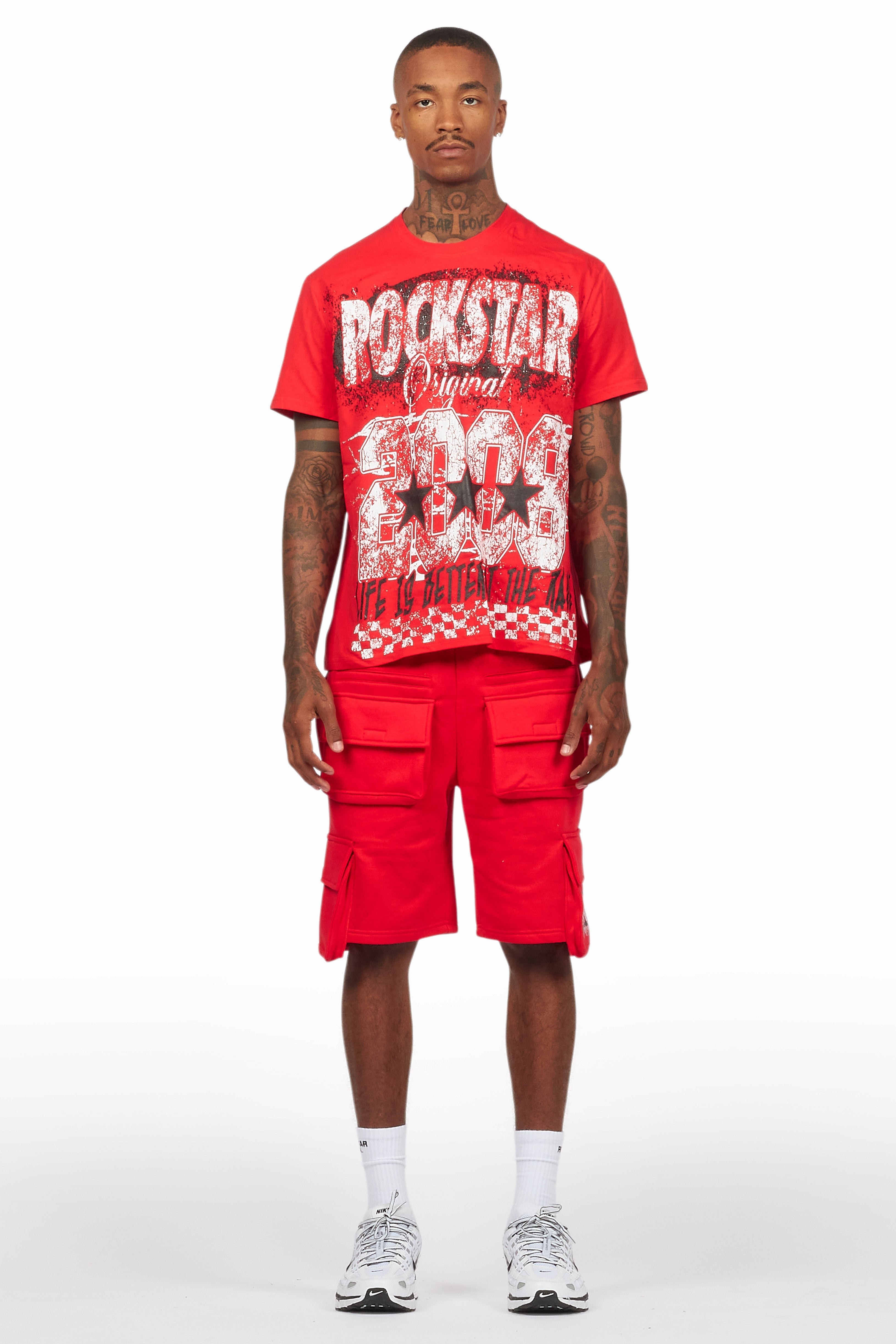 Racing Grung Red/Black T-Shirt Cargo Shorts Set