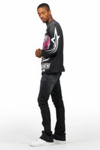 Dag Dark Grey Stacked Flare Jean