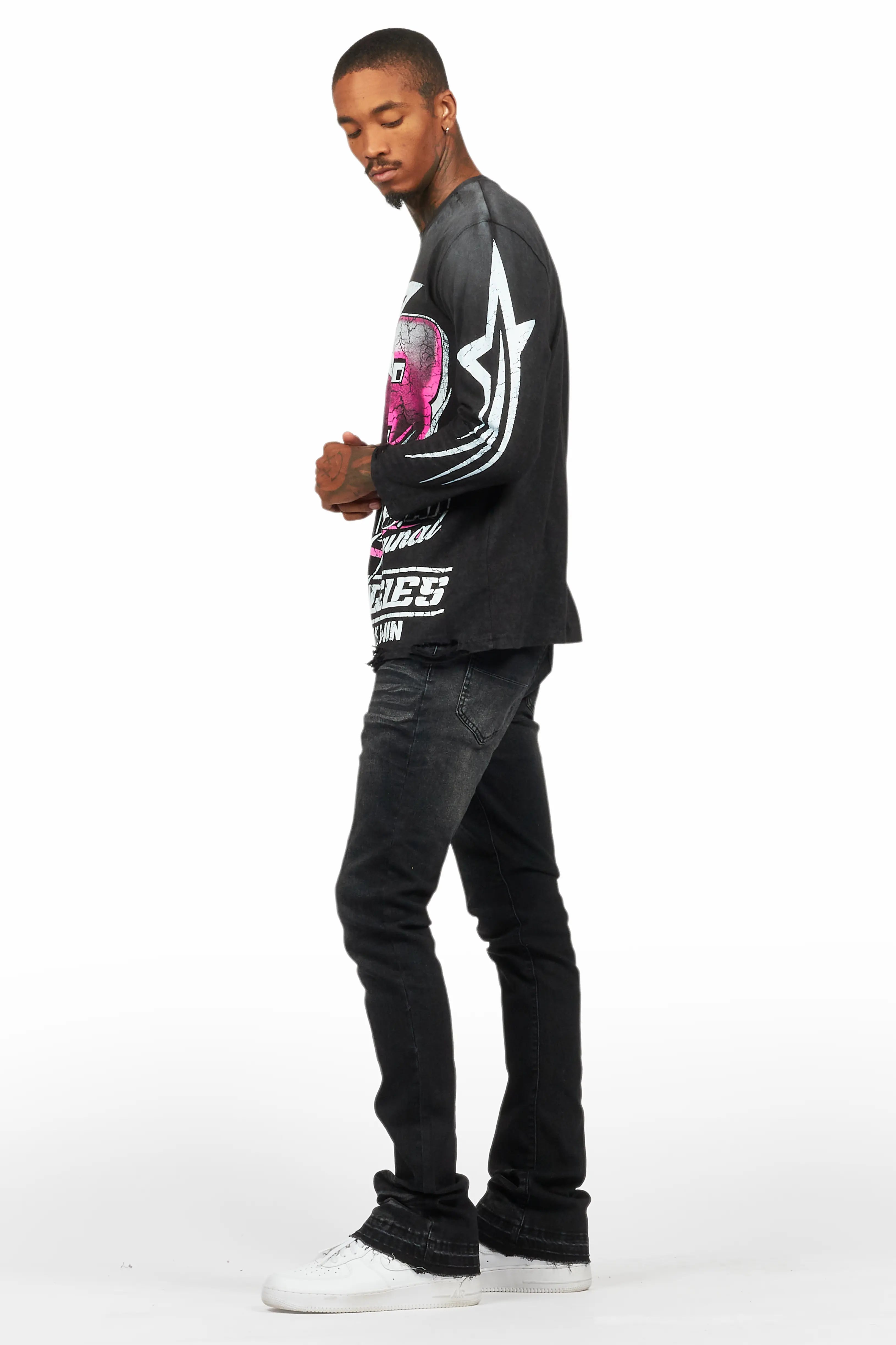 Dag Dark Grey Stacked Flare Jean