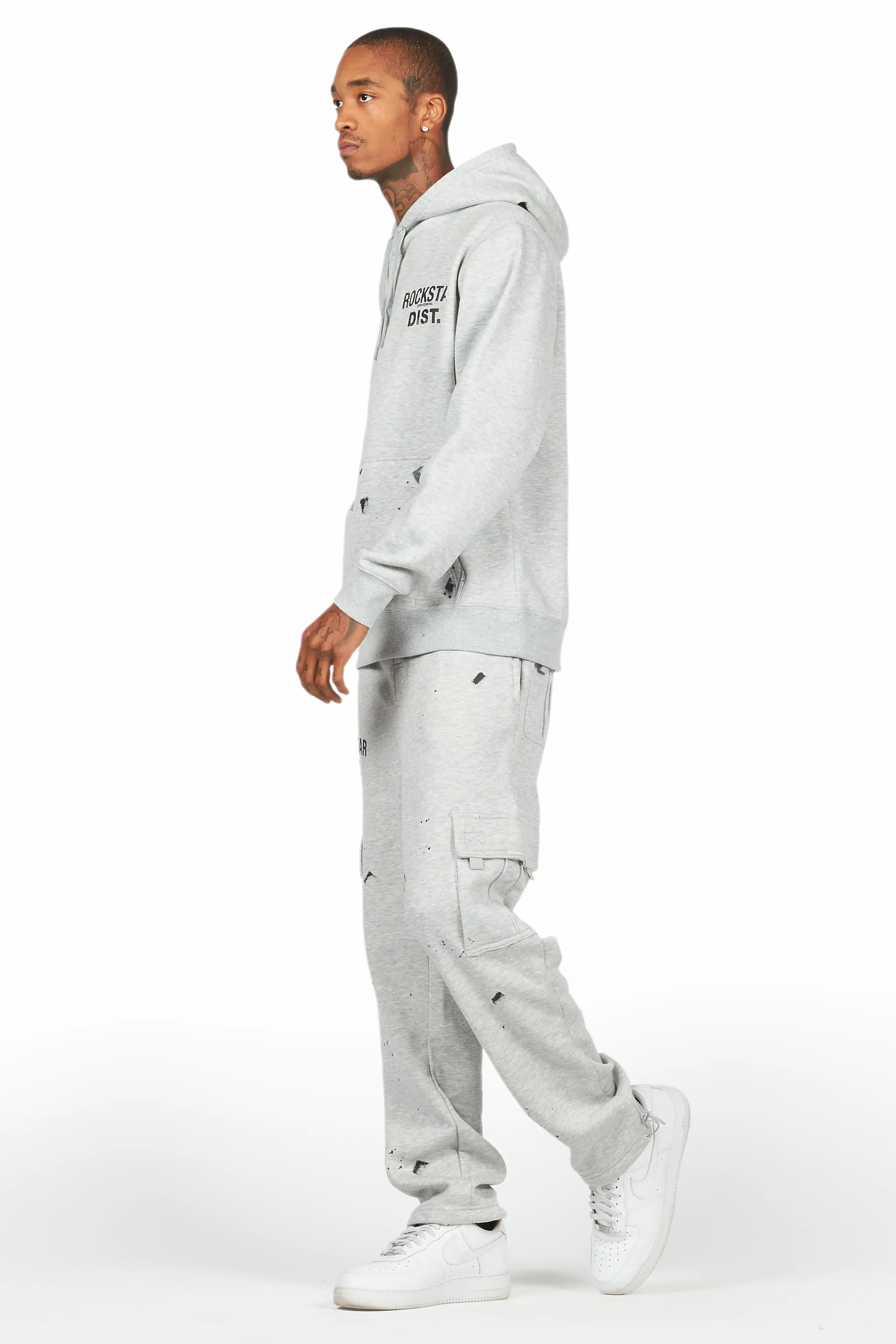 Raffer Heather Grey Hoodie/Cargo Sweat Pant Set