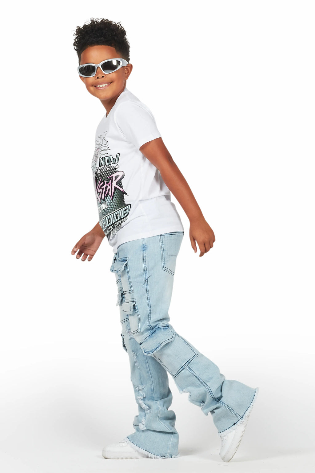 Boys Kade Blue Stacked Flare Jean