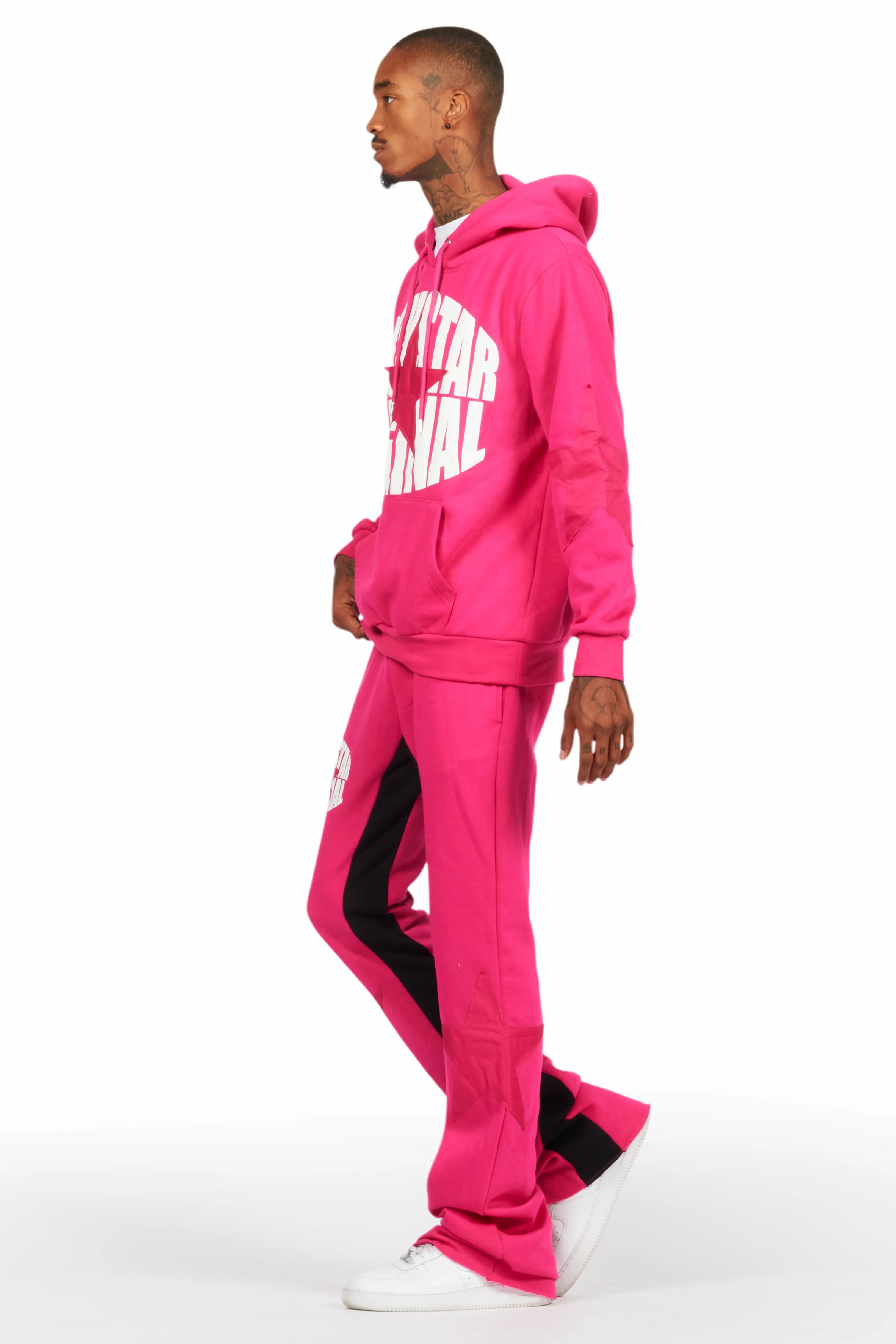 States Fuchsia Baggy Stacked Hoodie Track Set