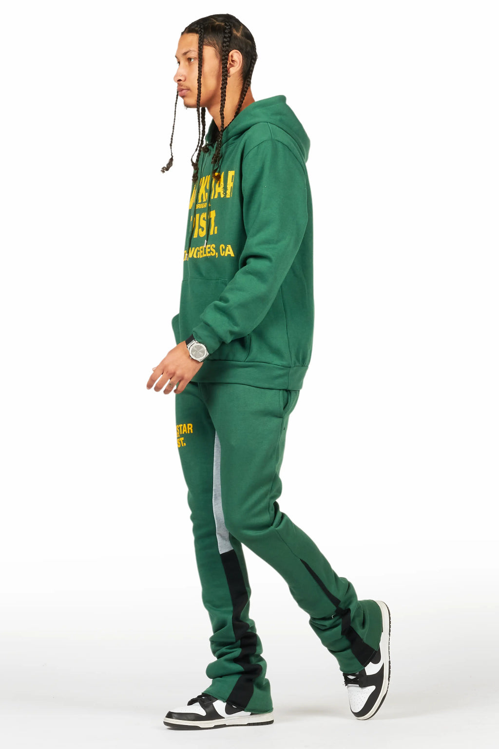 Lake Green/Yellow Hoodie/Stacked Flare Track Pant Set