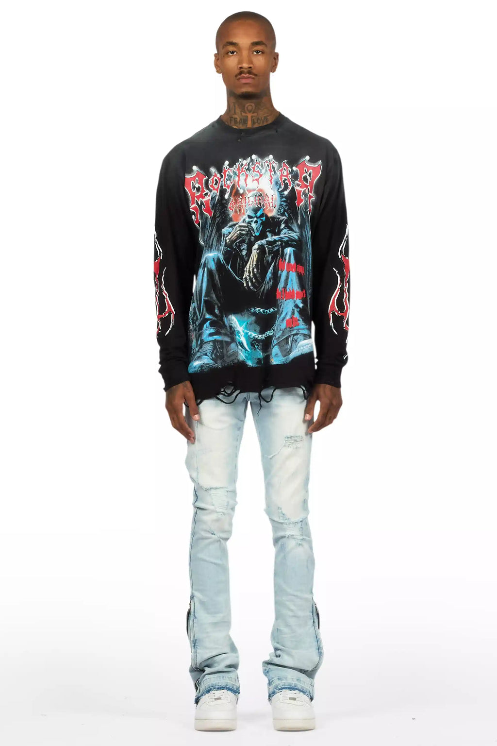 Jaymes Light Blue Stacked Flare Jean