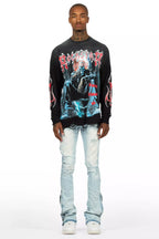 Jaymes Light Blue Stacked Flare Jean