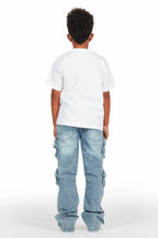 Boys Smitty White/Blue T-Shirt/Baggy Fit Jean Set