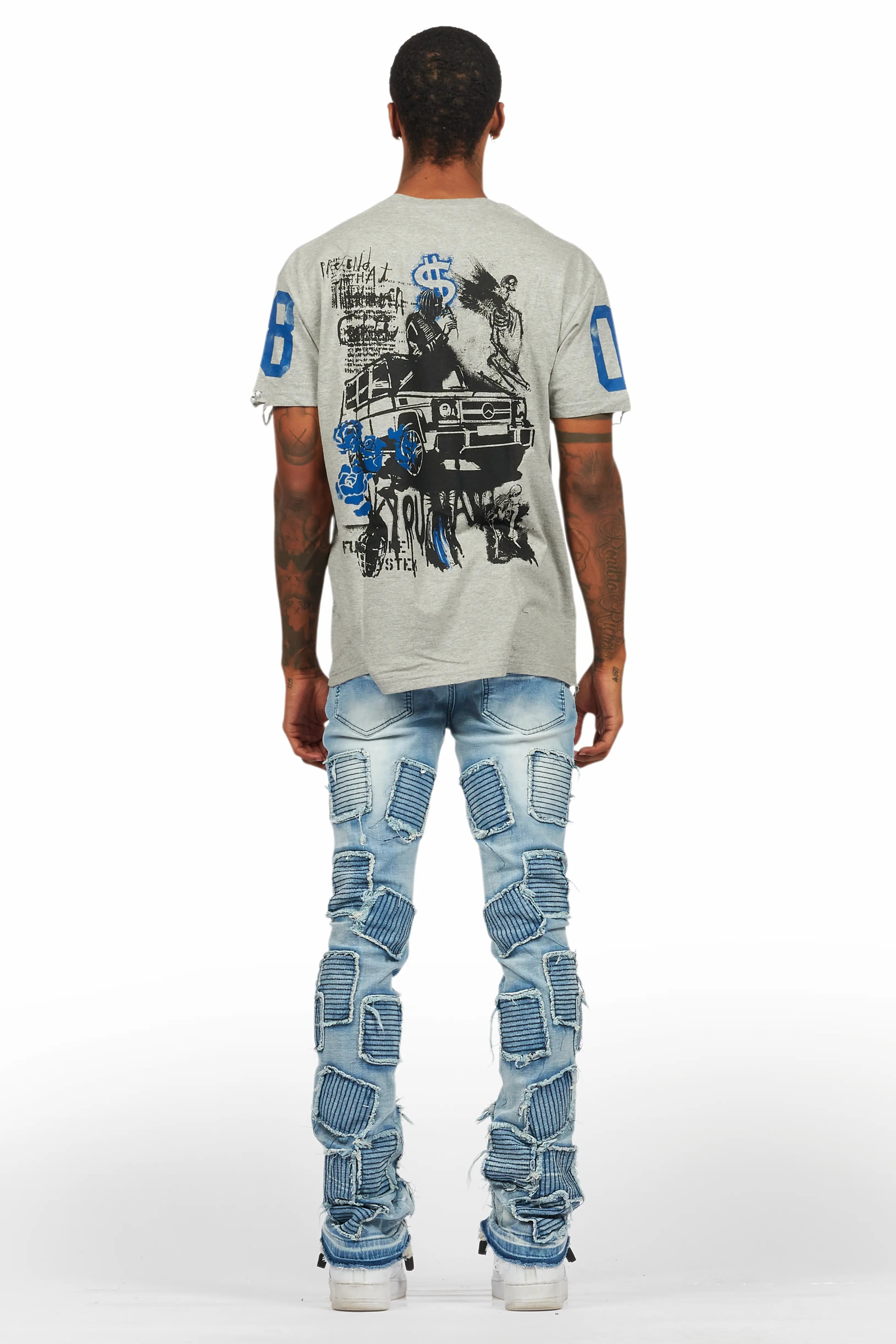 Grill Grey T-Shirt/Stacked Flare Jean Set