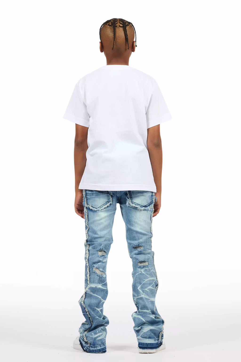 Boys Rugged Blue Stacked Flare Jean