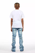 Boys Rugged Blue Stacked Flare Jean