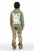 Boys Beau Tree Camo Hoodie/Stack Flare Jean Set
