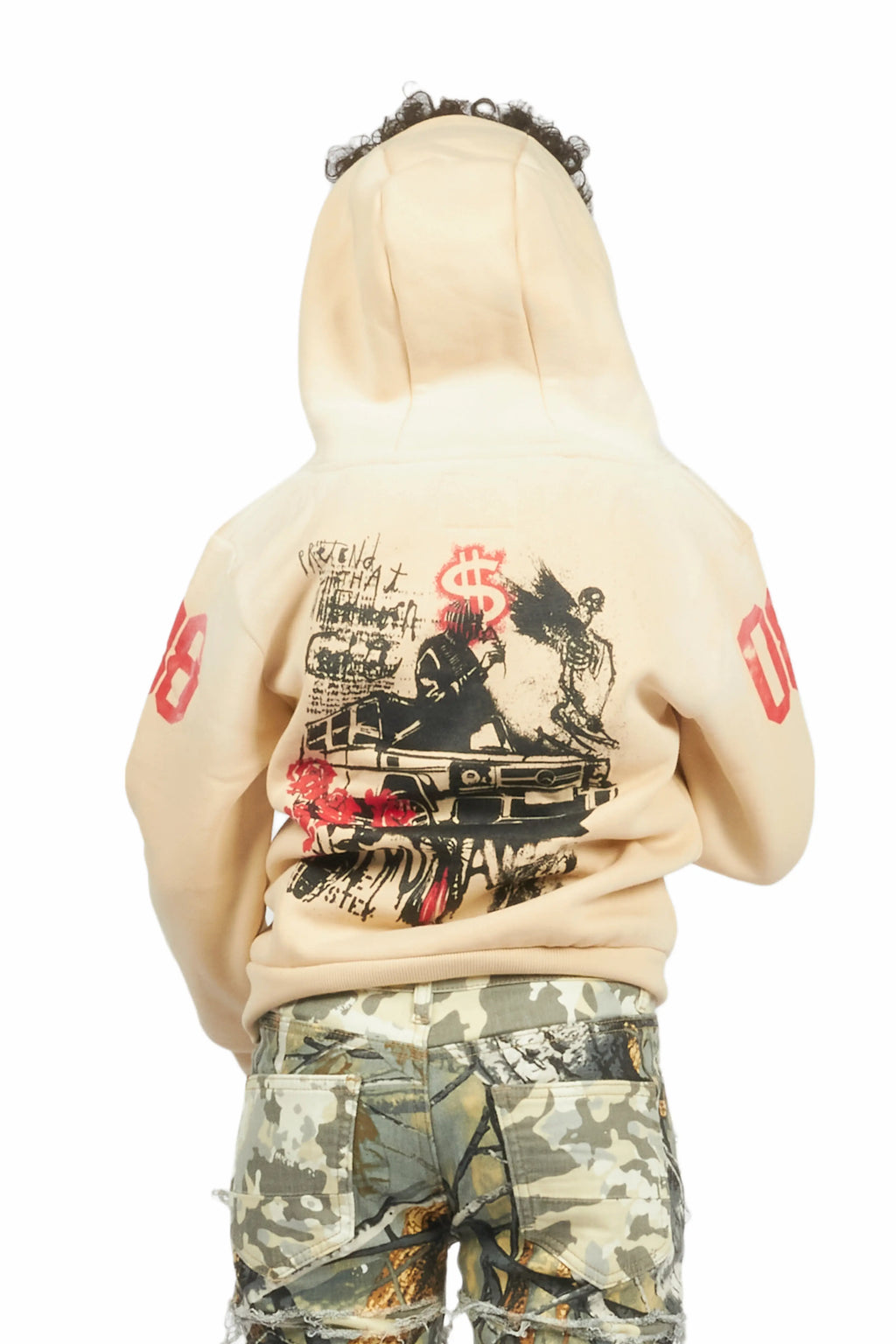 Boys Beau Beige Graphic Hoodie