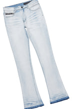 Grill White/Blue Oversized Graphic T-Shirt/Dag Stacked Flare Jean Set