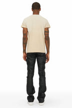 Ritz Black Coated Stacked Flare Jean