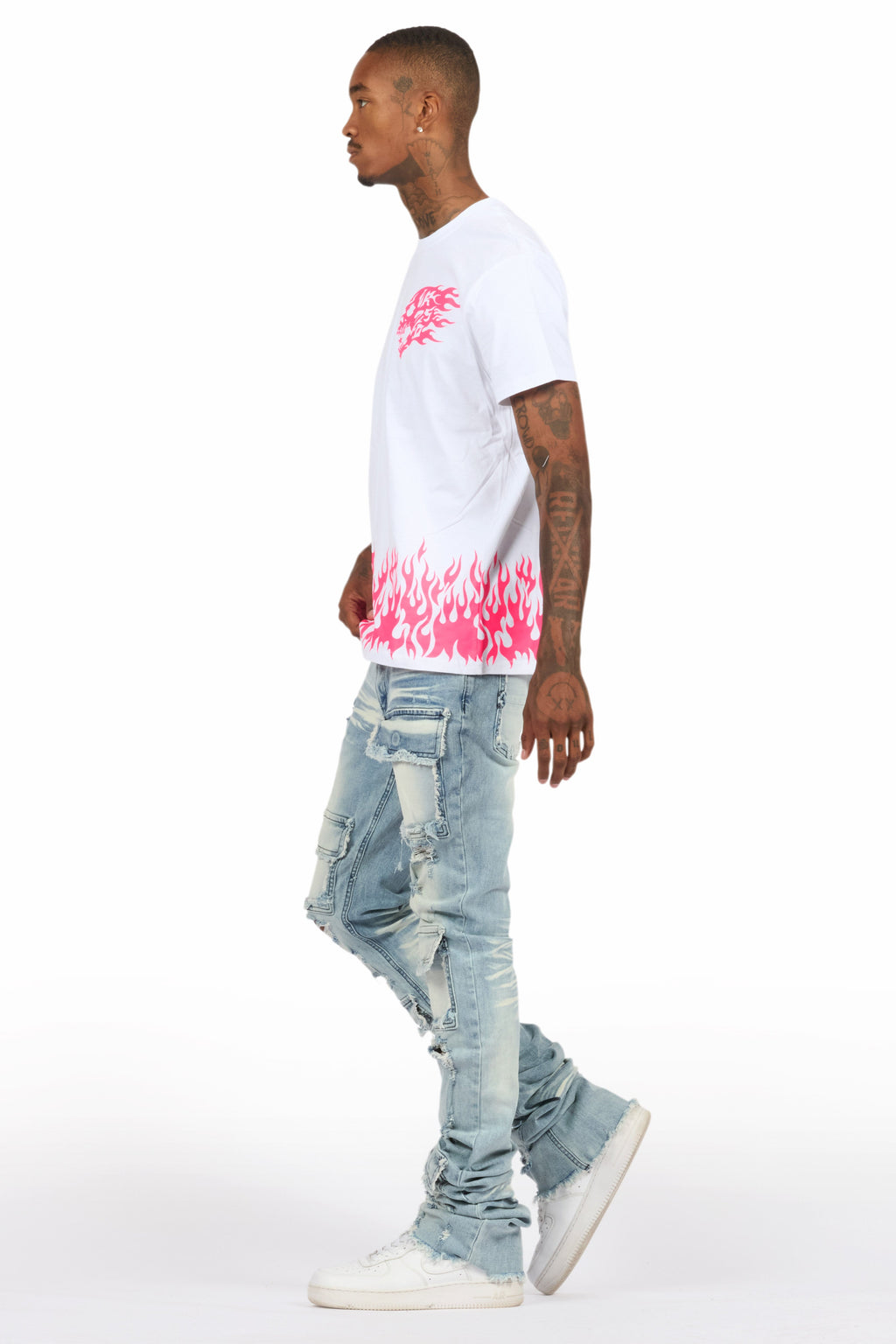 Bubble White/Pink T-Shirt/Super Stacked Flare Jean Bundle