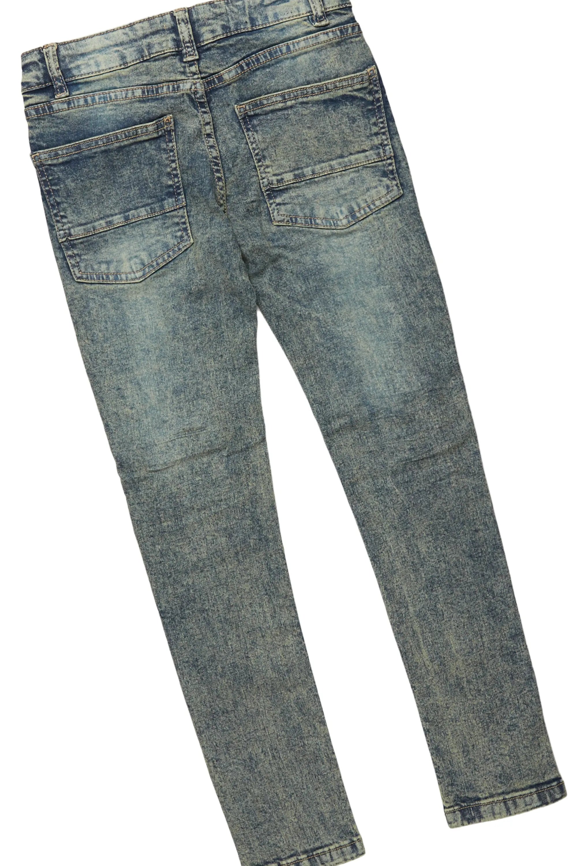 Boys Yates White/Light Blue T-ShirT/Frayed Jean Set