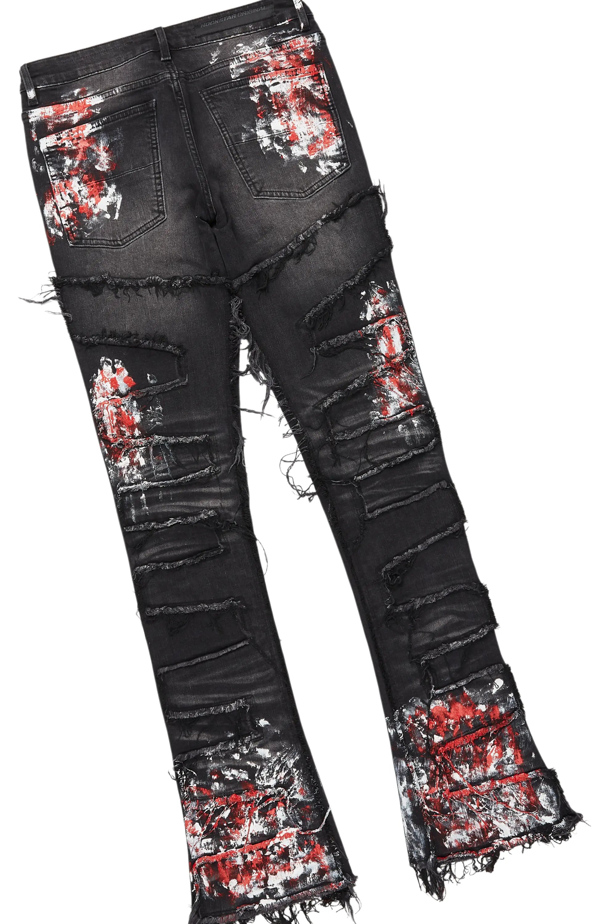 Saxon Dark Grey/Red T-Shirt/Stacked Flare Jean Set