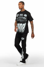 Amos Black/White T-Shirt/Stacked Flare Track Set