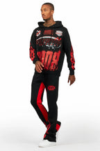 Amos Black/Red Hoodie/Baggy Track Pant Set